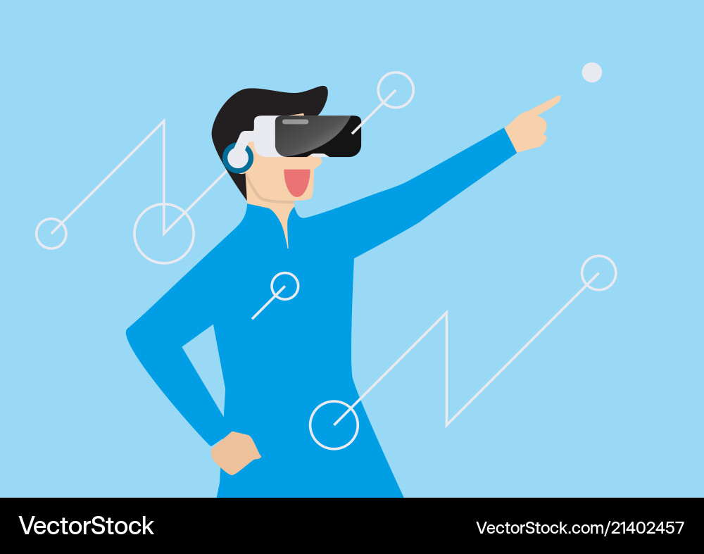 Man using virtual reality headset Man using virtual reality headset vector image