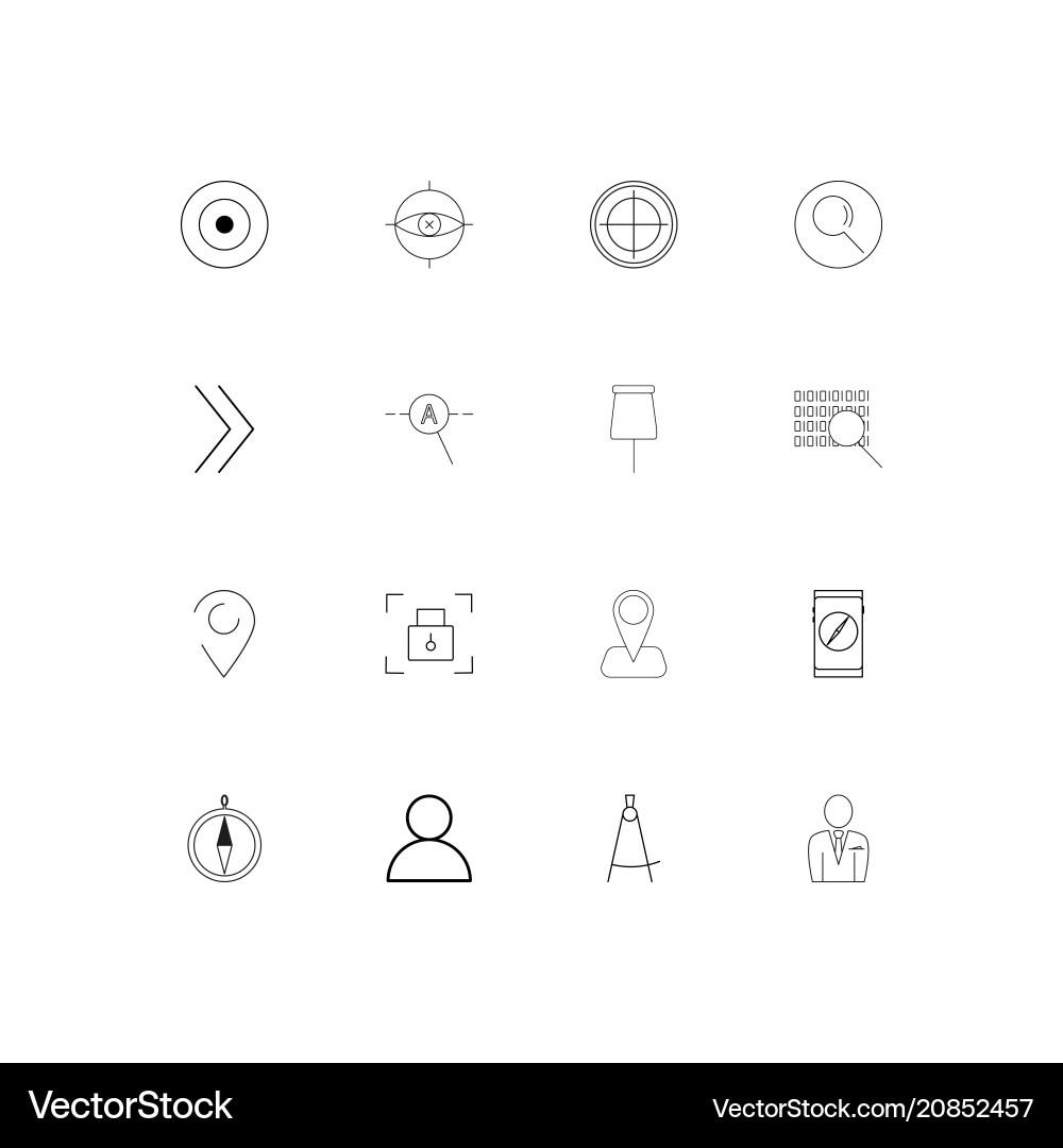Maps and navigation linear thin icons set vector image
