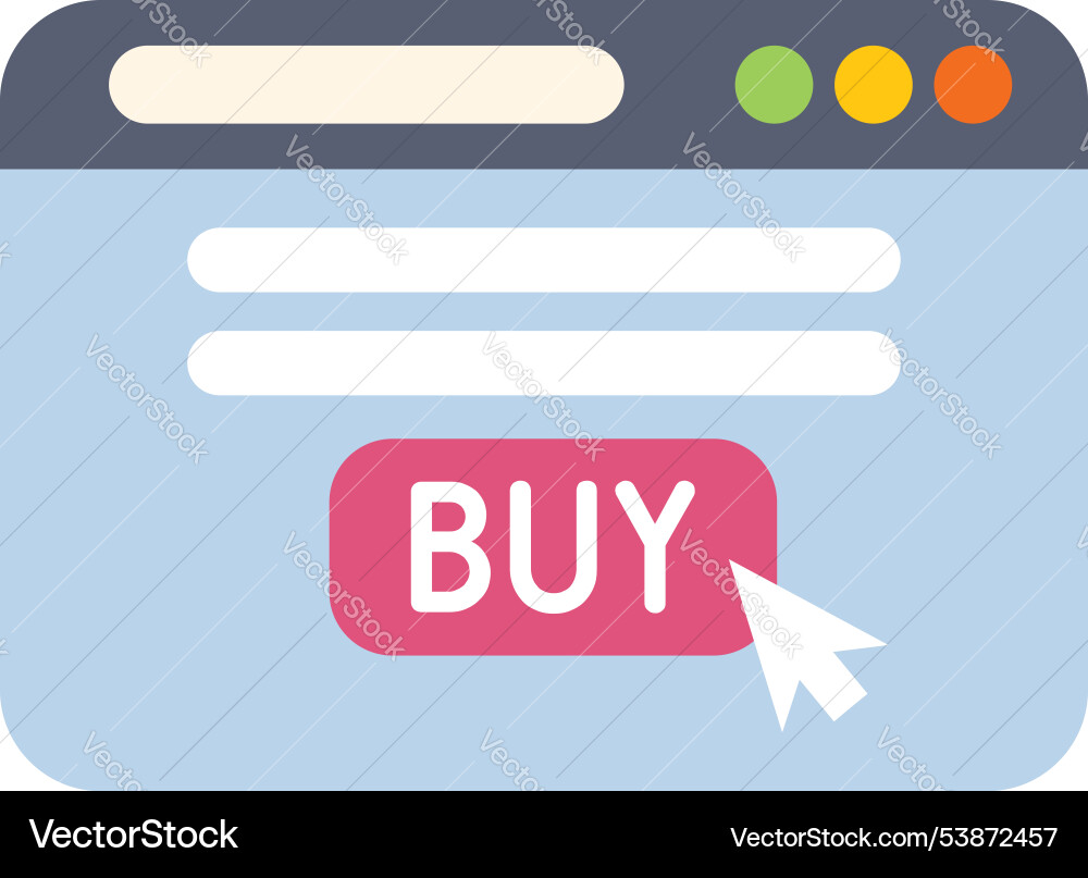 Mouse cursor clicking buy button on web browser Mouse cursor clicking buy button on web browser vector image