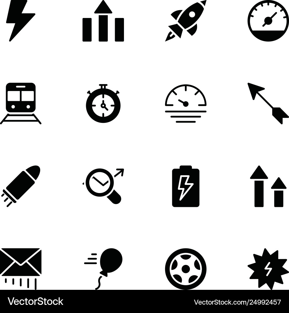 Power speed graph sprint solid icons pack vector image