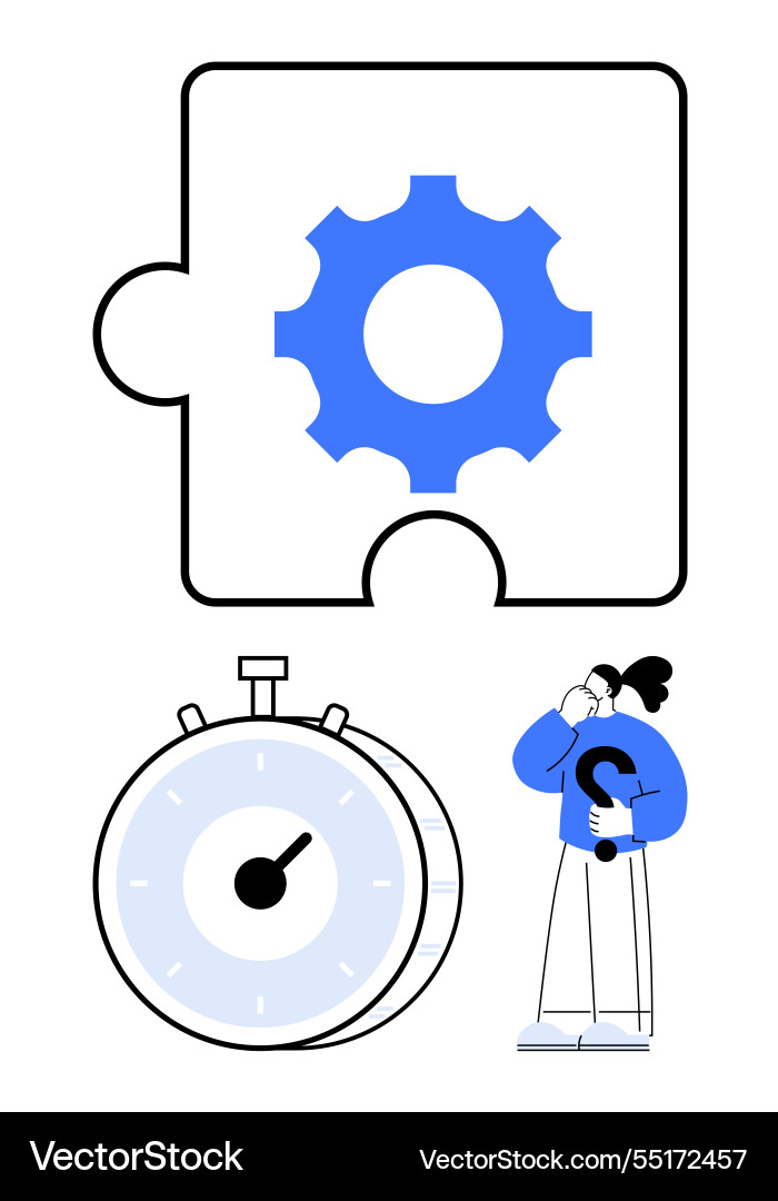 Problem-solving concept with gear puzzle piece vector image
