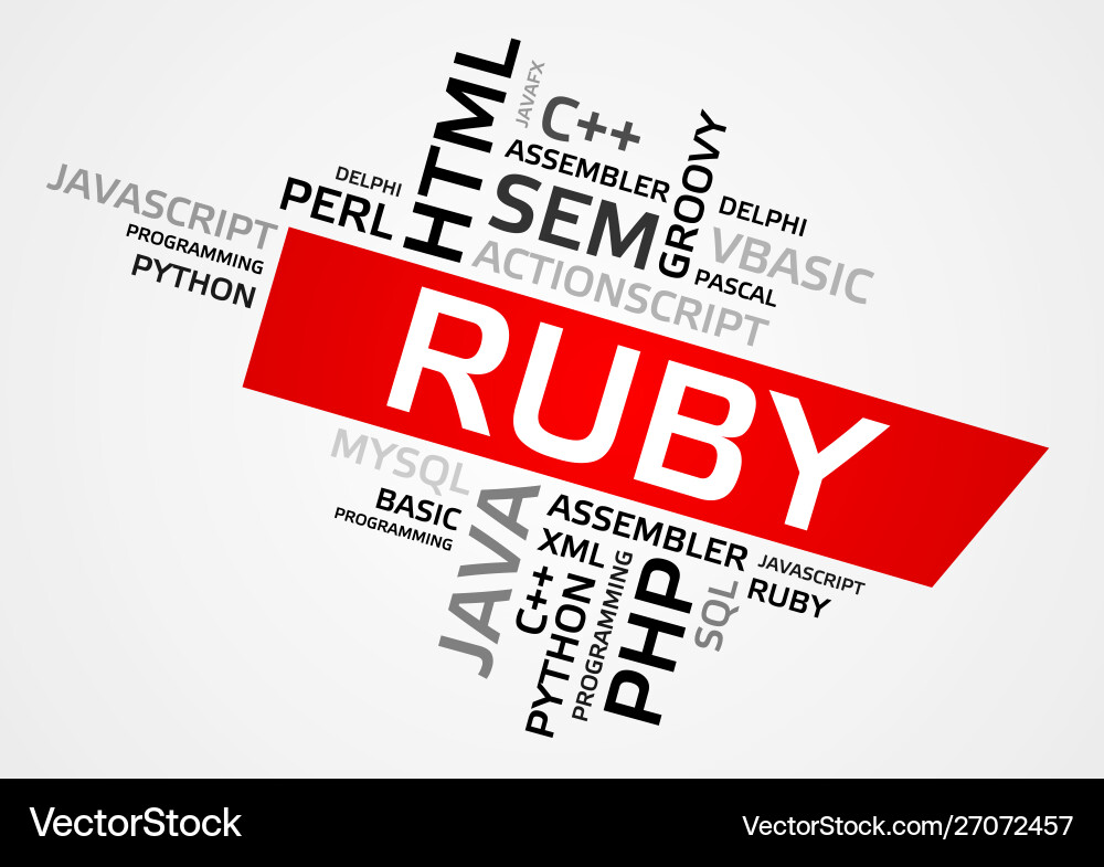 Ruby word cloud tag graphics Vector Image