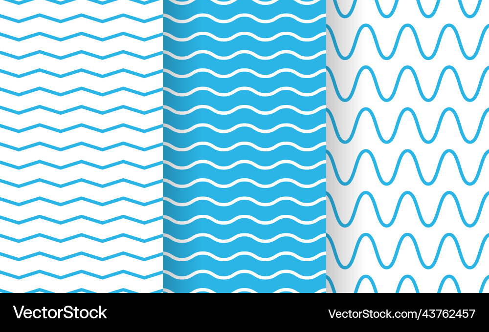 Separate waves wavy endless stripes patterns set Vector Image