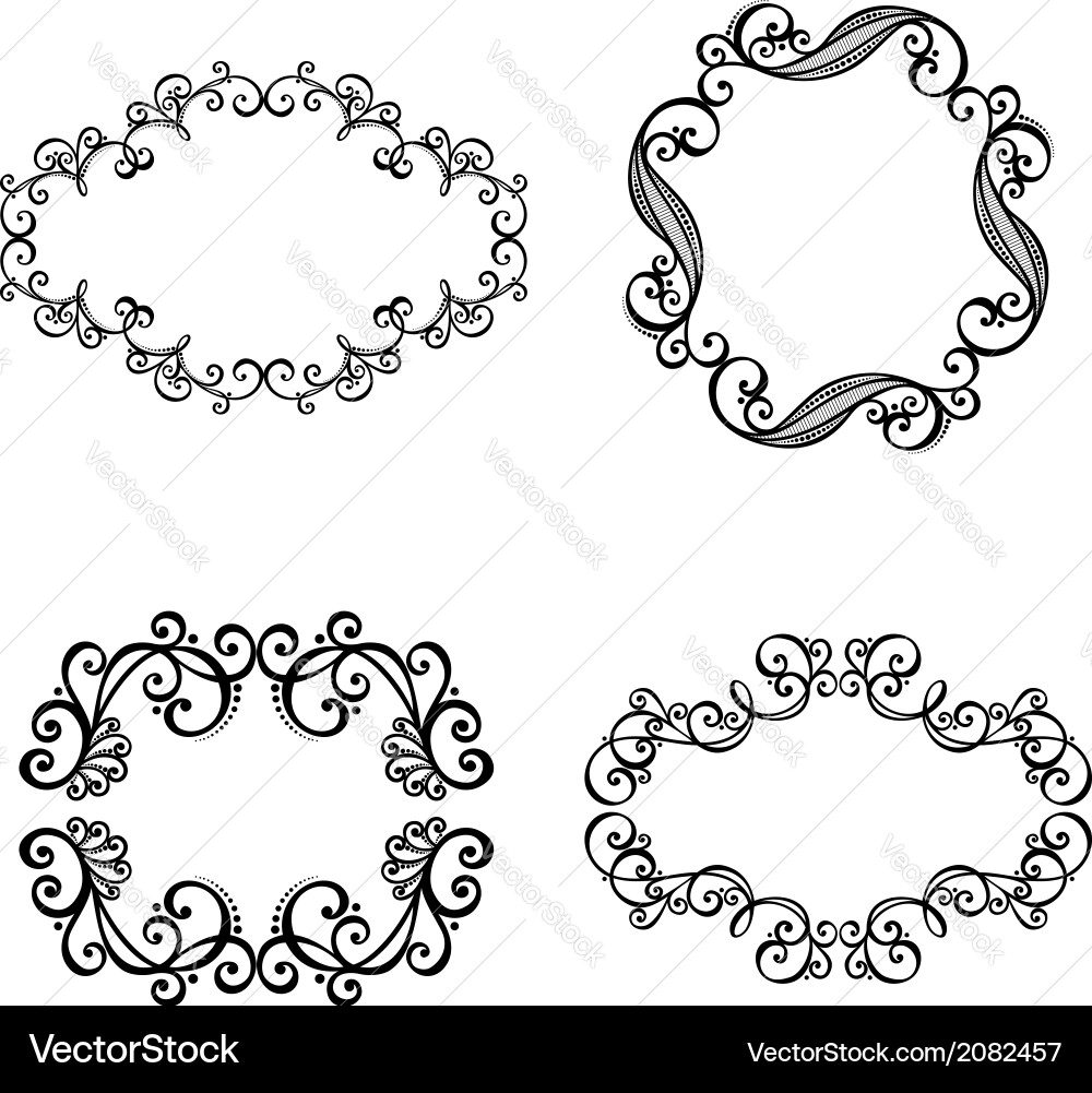 Set of ornamental frames for text vector image