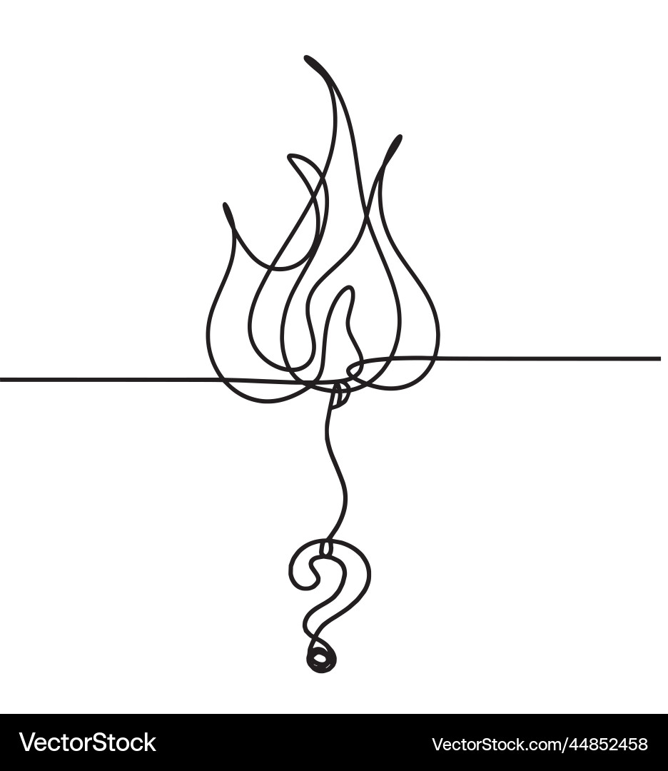 Abstract fire with question mark as line drawing Vector Image