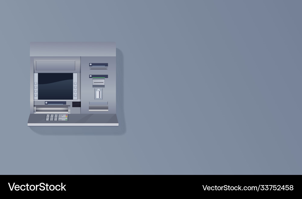 Atm on empty wall automated teller machine vector image