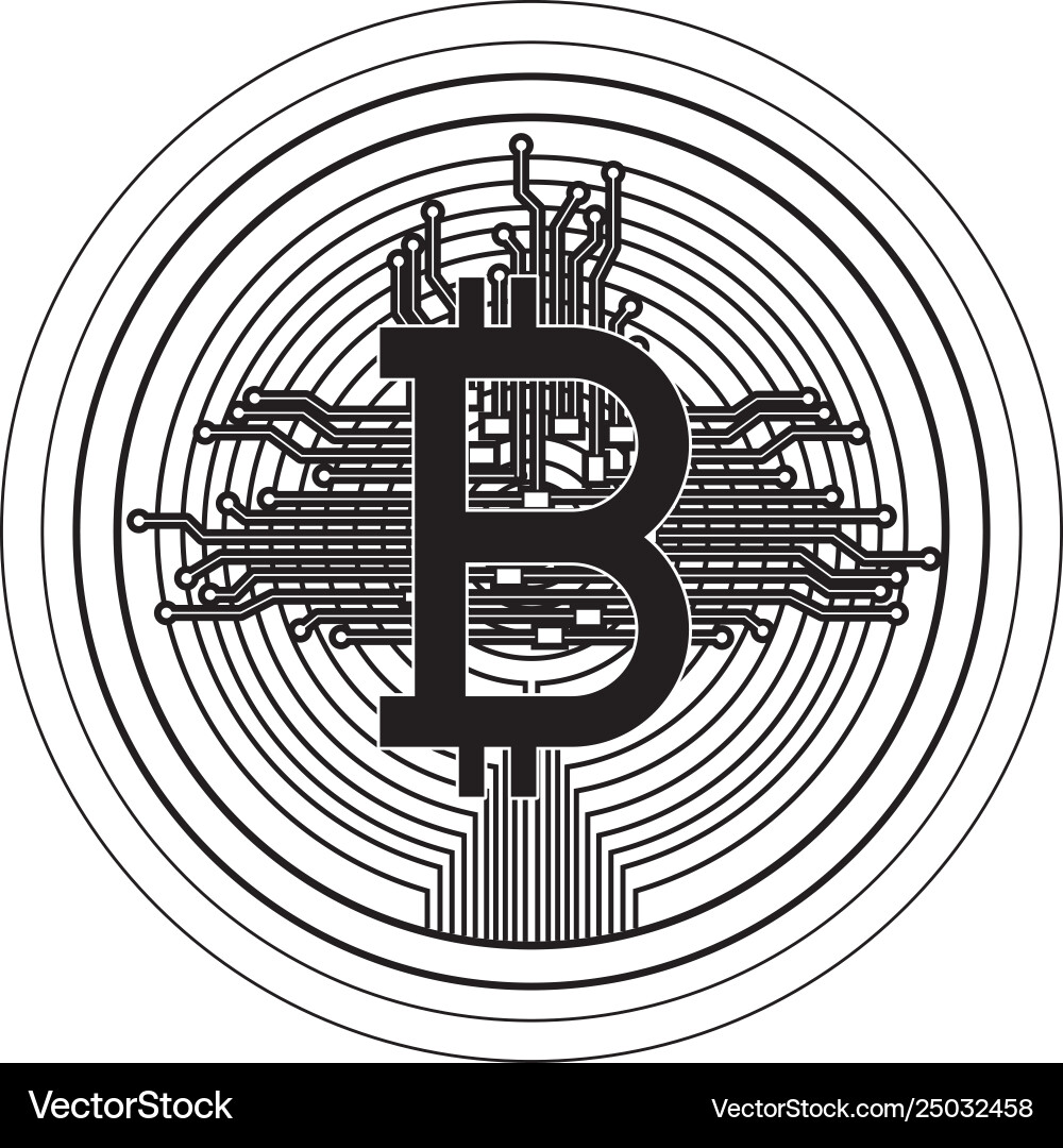 Bitcoin with circuit lines commerce technology Vector Image