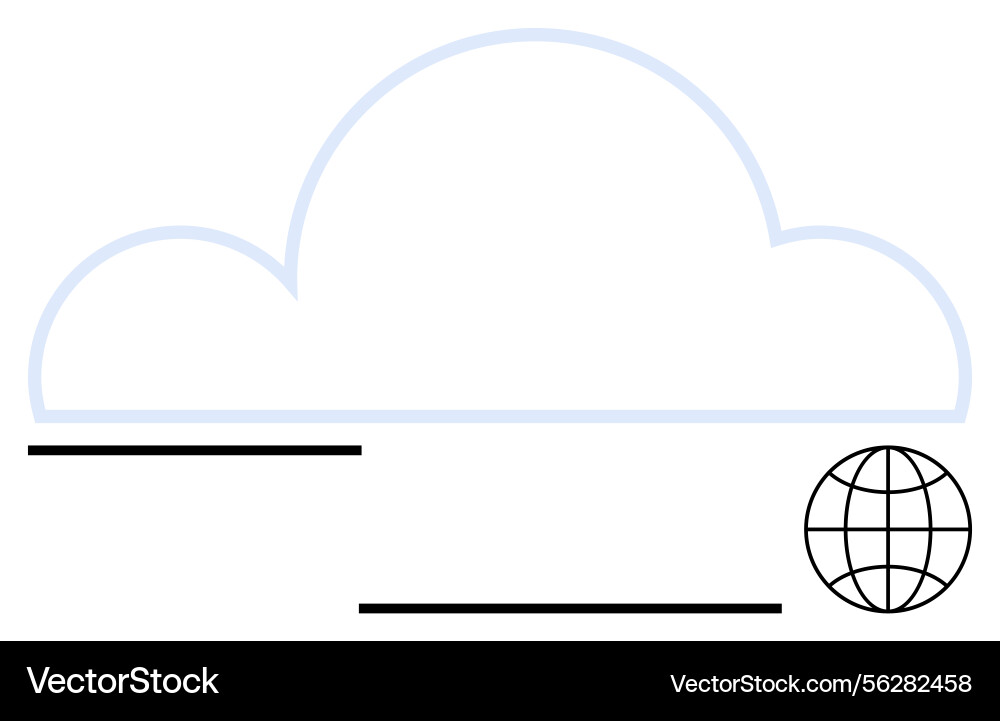 Cloud network with globe symbol representing vector image