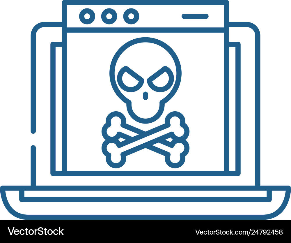Computer virus and bugs line icon concept Vector Image