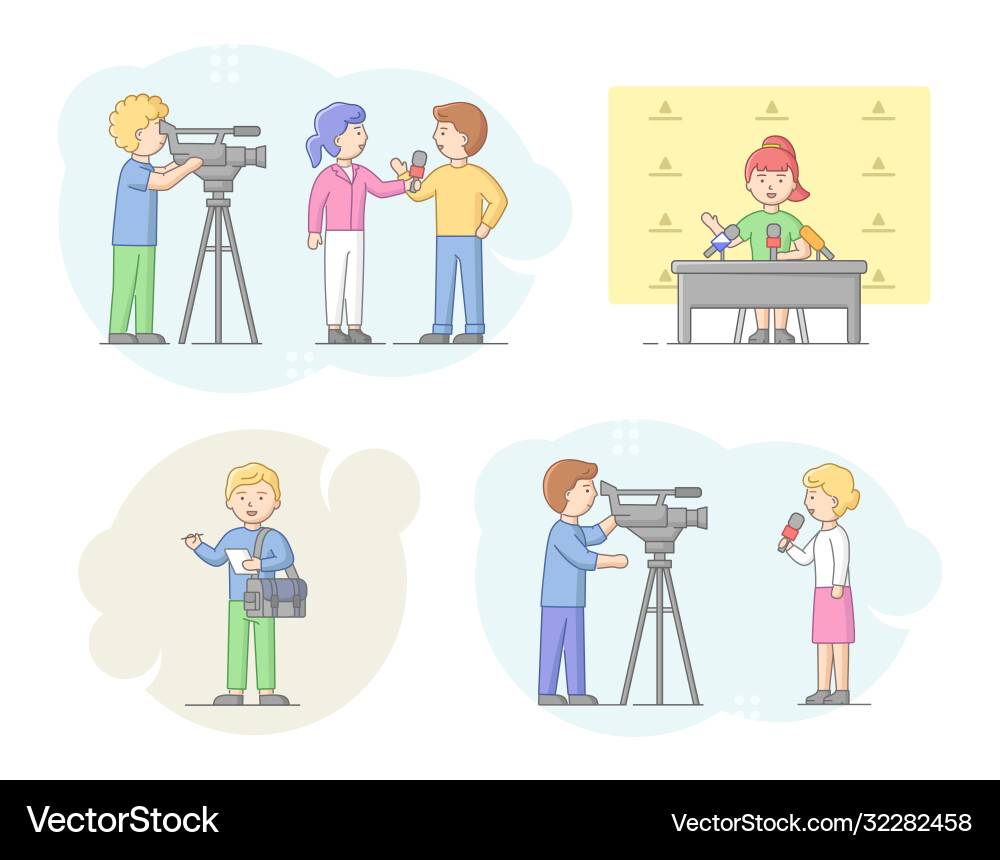 Concept of reportage and interview journalists Concept of reportage and interview journalists vector image