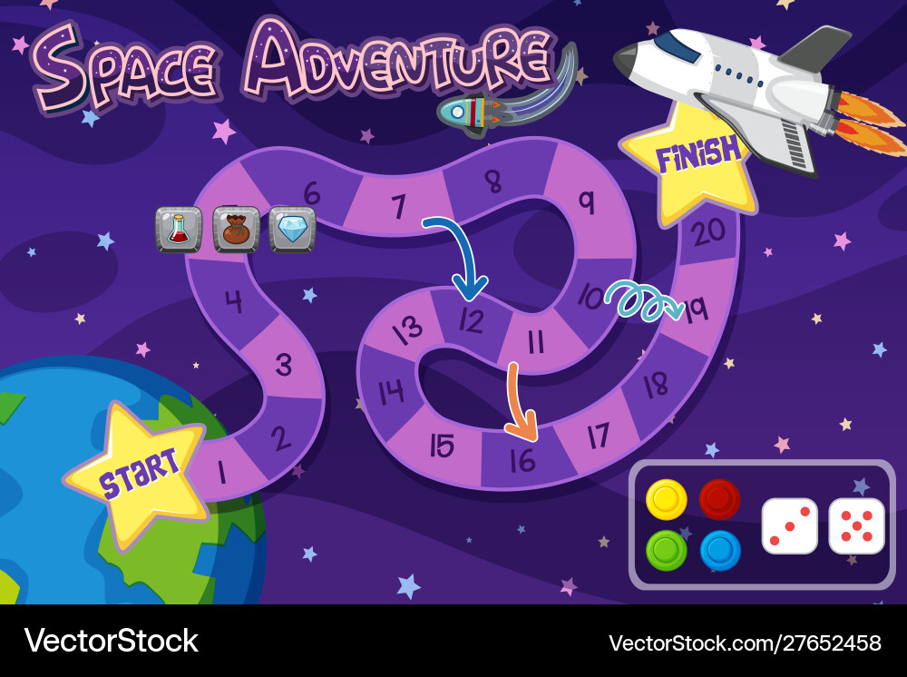 Game background template with spaceship in sky Game background template with spaceship in sky vector image