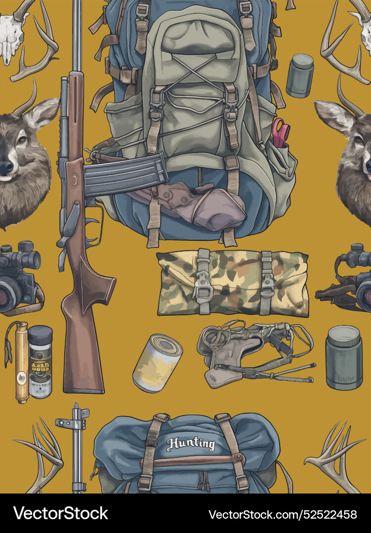 Hunter set attributes of men recreation Hunter set attributes of men recreation vector image