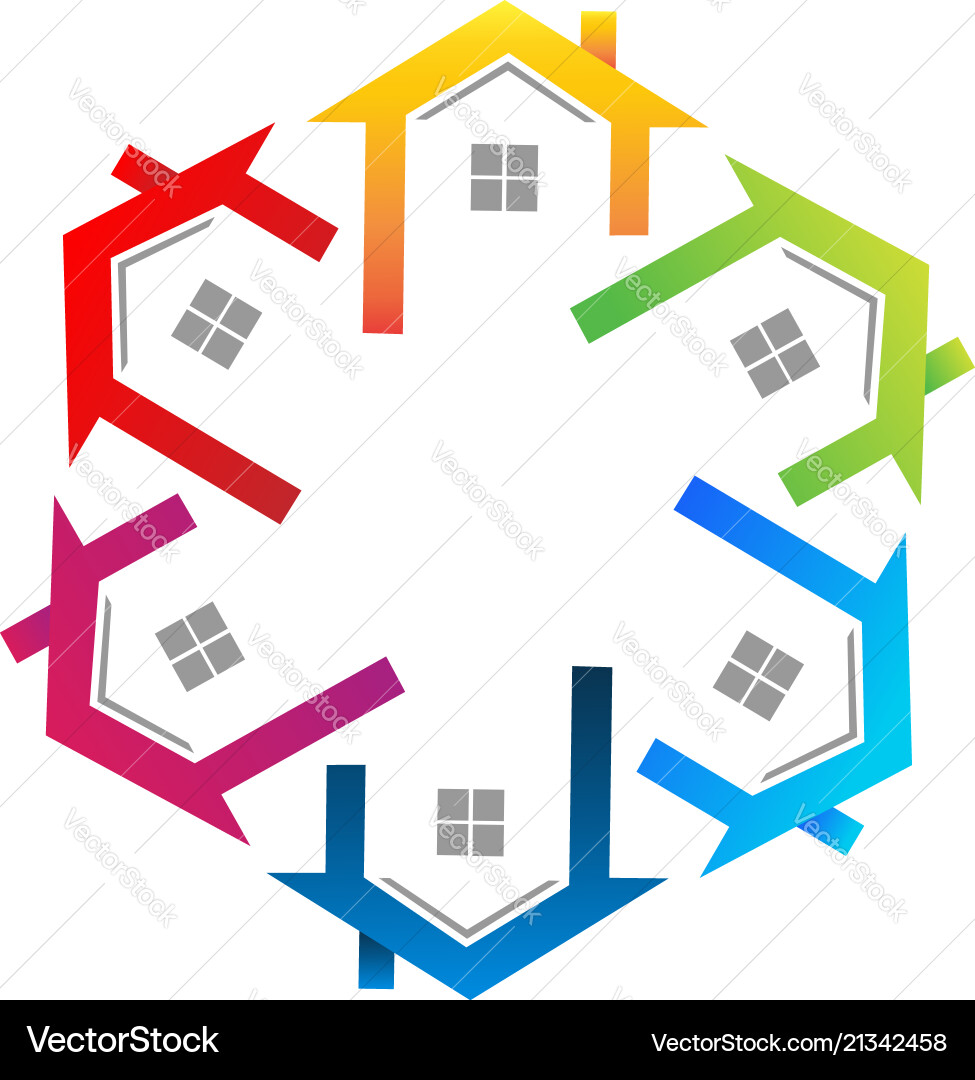 Häuser Team Kreis Gruppe Immobilien-Logo Häuser Team Kreis Gruppe Immobilien-Logo vektorbild