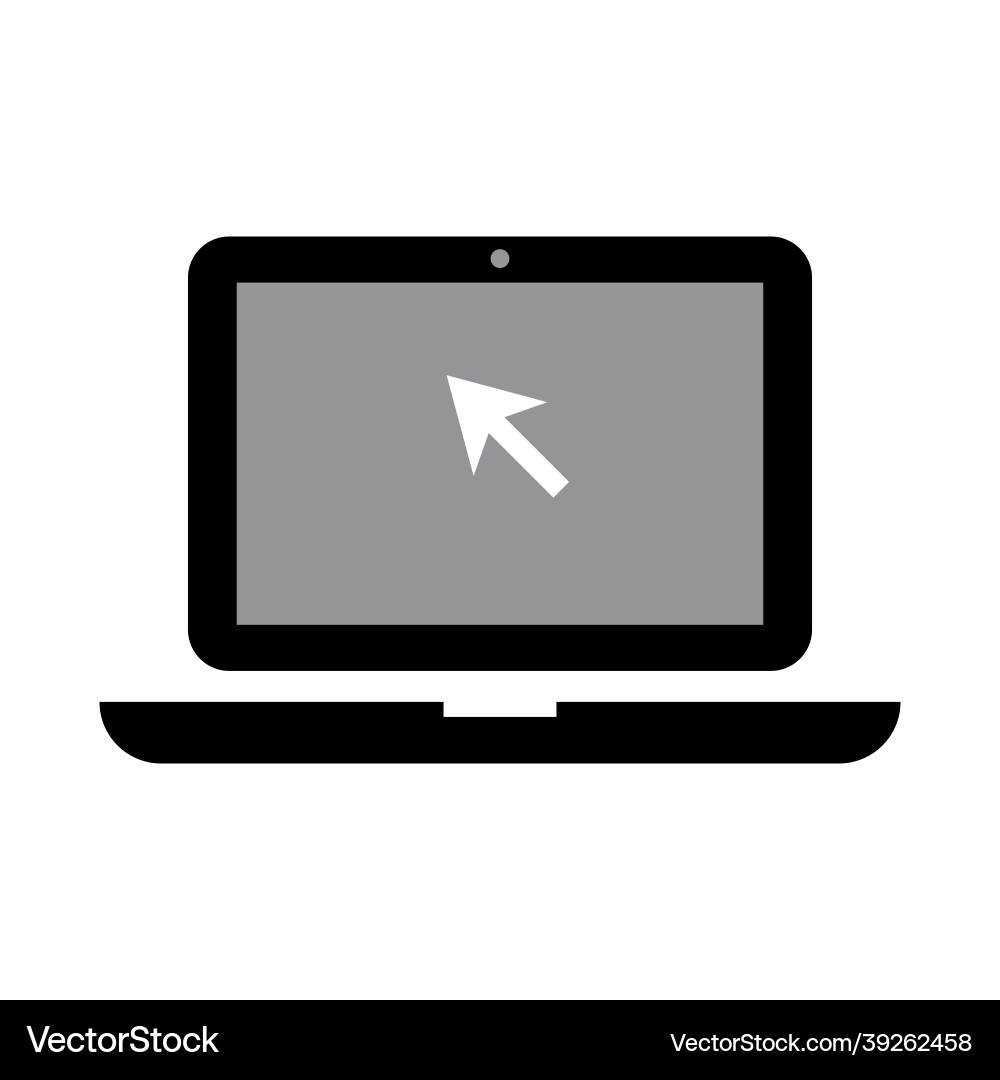 Laptop with cursor icon on grey backdrop computer Laptop with cursor icon on grey backdrop computer vector image