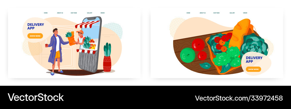Man in pajamas orders food online mobile phone Man in pajamas orders food online mobile phone vector image