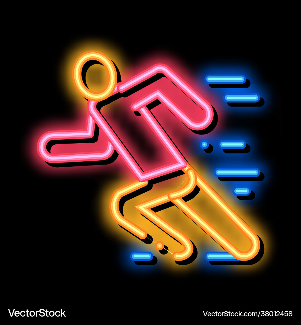 Man in running action neon glow icon Vector Image