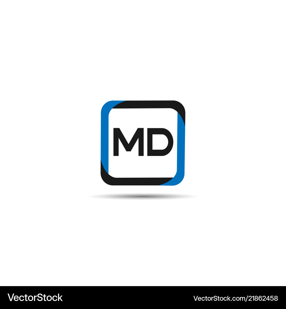 MD Initial Logo Template - Monogram Style Vector Image