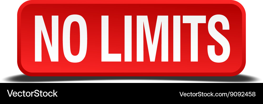 No limits red 3d square button isolated on white Vector Image