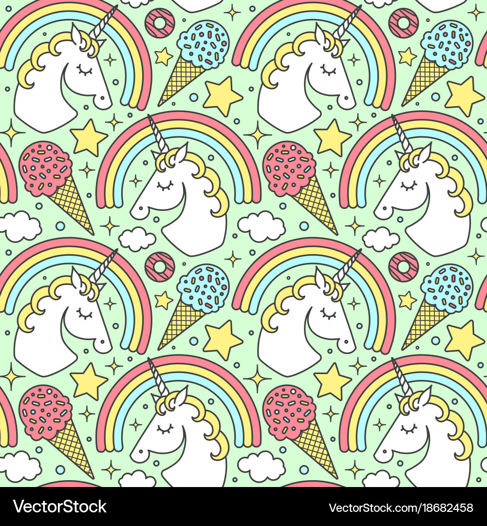 Rainbow Unicorn Pattern vector image