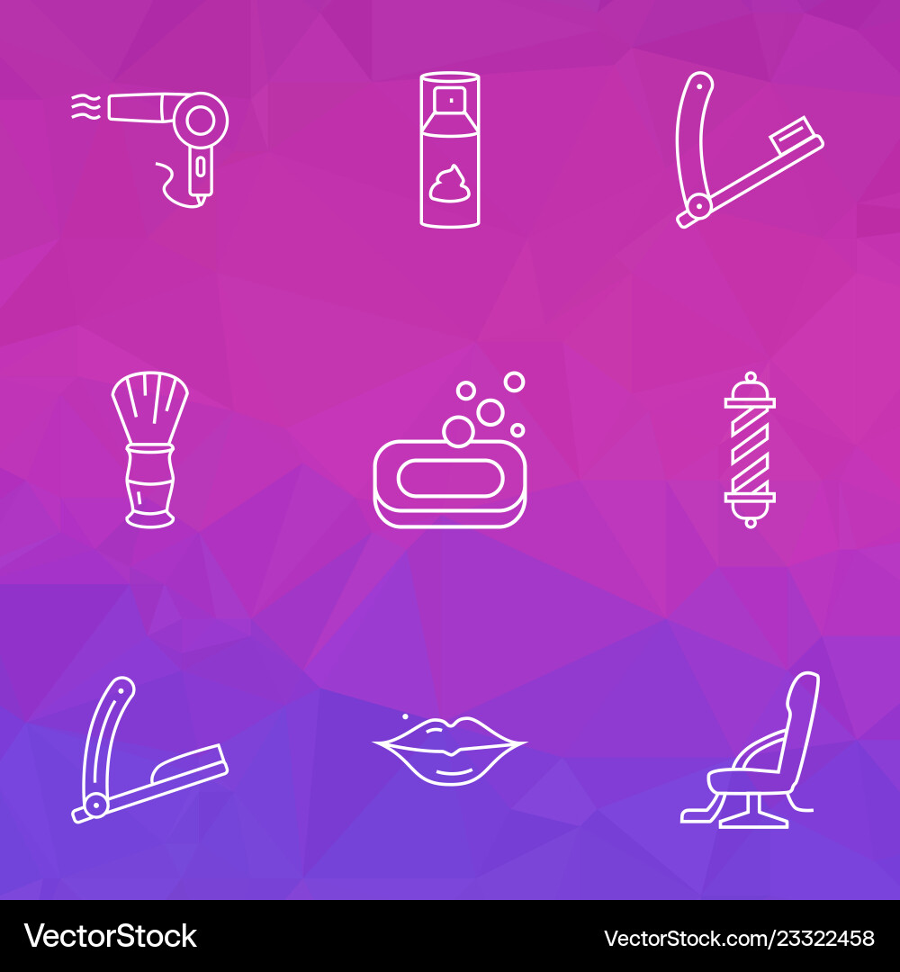Salon icons line style set with razor blade soap Salon icons line style set with razor blade soap vector image