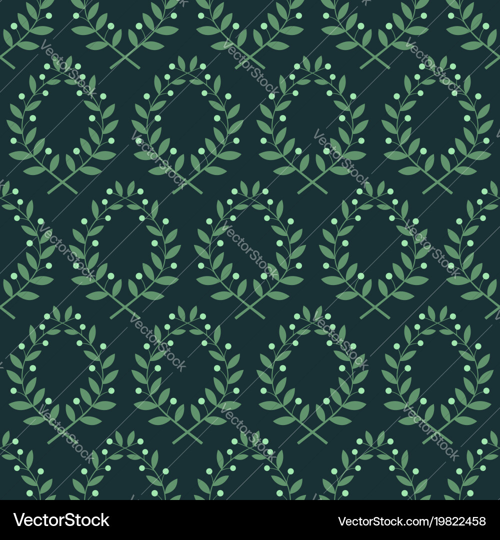 Seamless pattern with laurel branches on a blue vector image