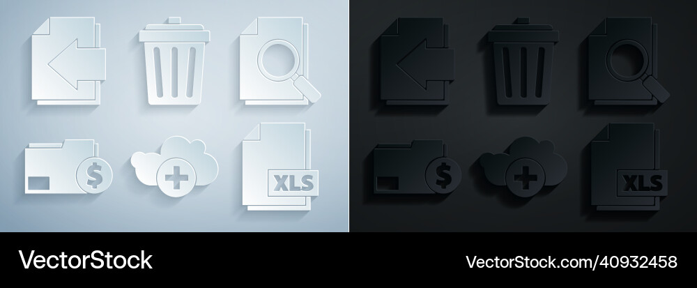 Set add cloud document with search finance Set add cloud document with search finance vector image