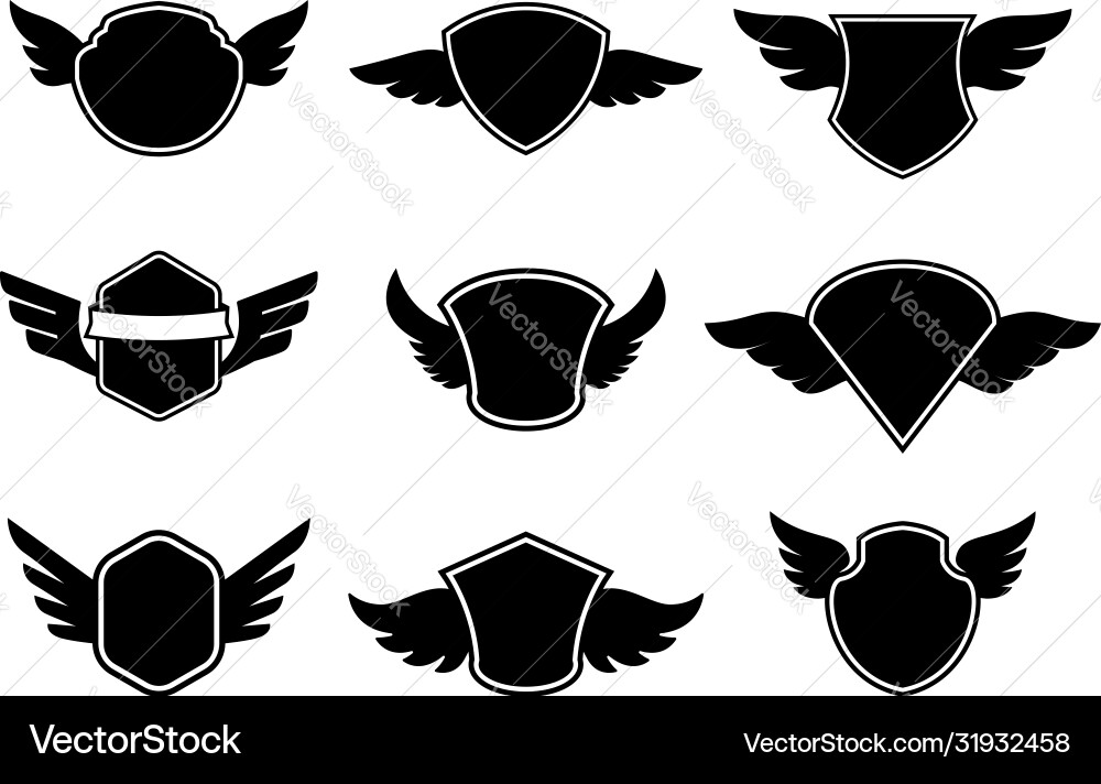 Set empty emblems with wings design Set empty emblems with wings design vector image