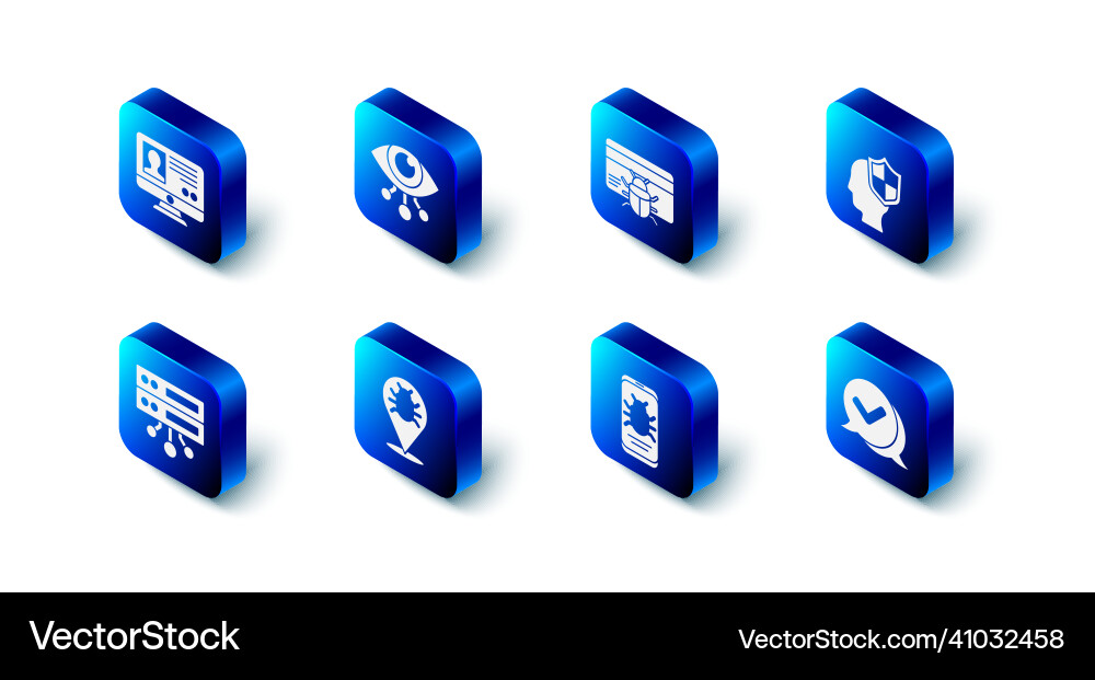 Set eye scan system bug in credit card head Set eye scan system bug in credit card head vector image