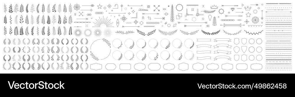 Set of 260 design elements wreath frames Vector Image