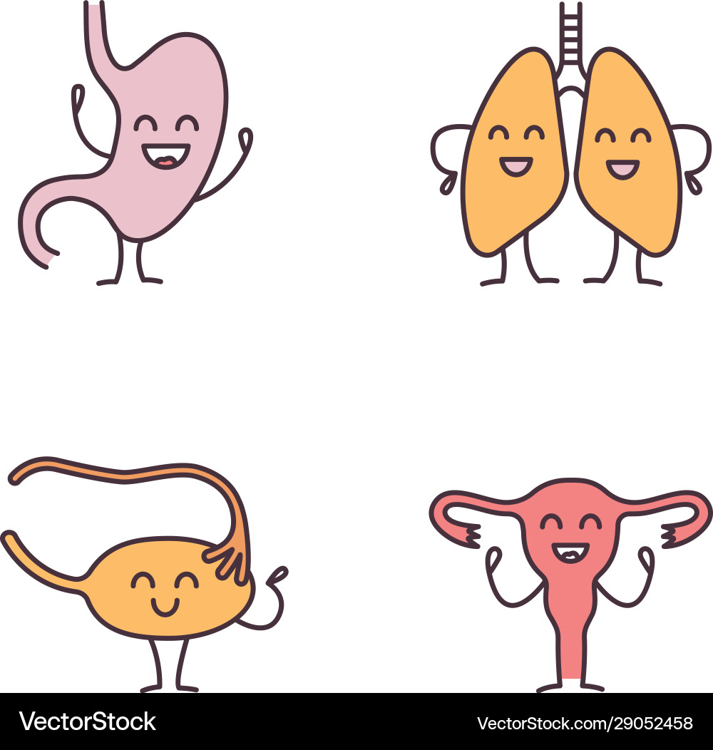 Smiling Human Organ Icons Vector Image
