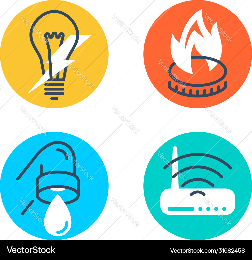 Technical building system icons set Vector Image