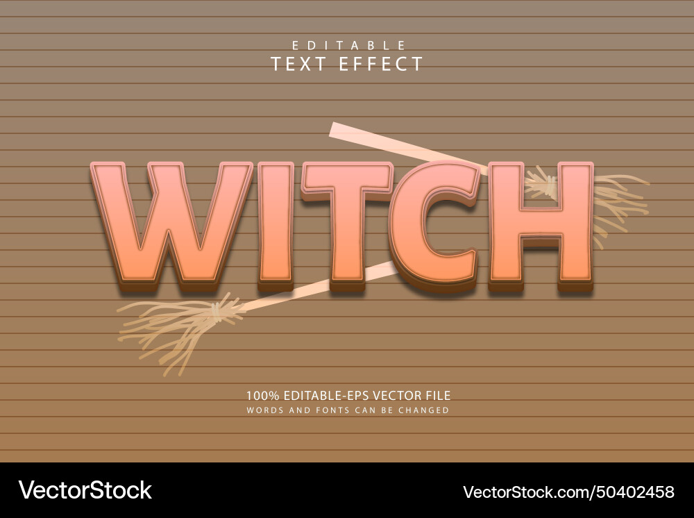 Witch editable text effect 3 dimension emboss Vector Image