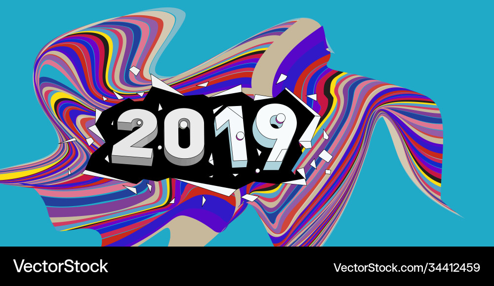 2021 new year text with wavy colorful line 2021 new year text with wavy colorful line vector image