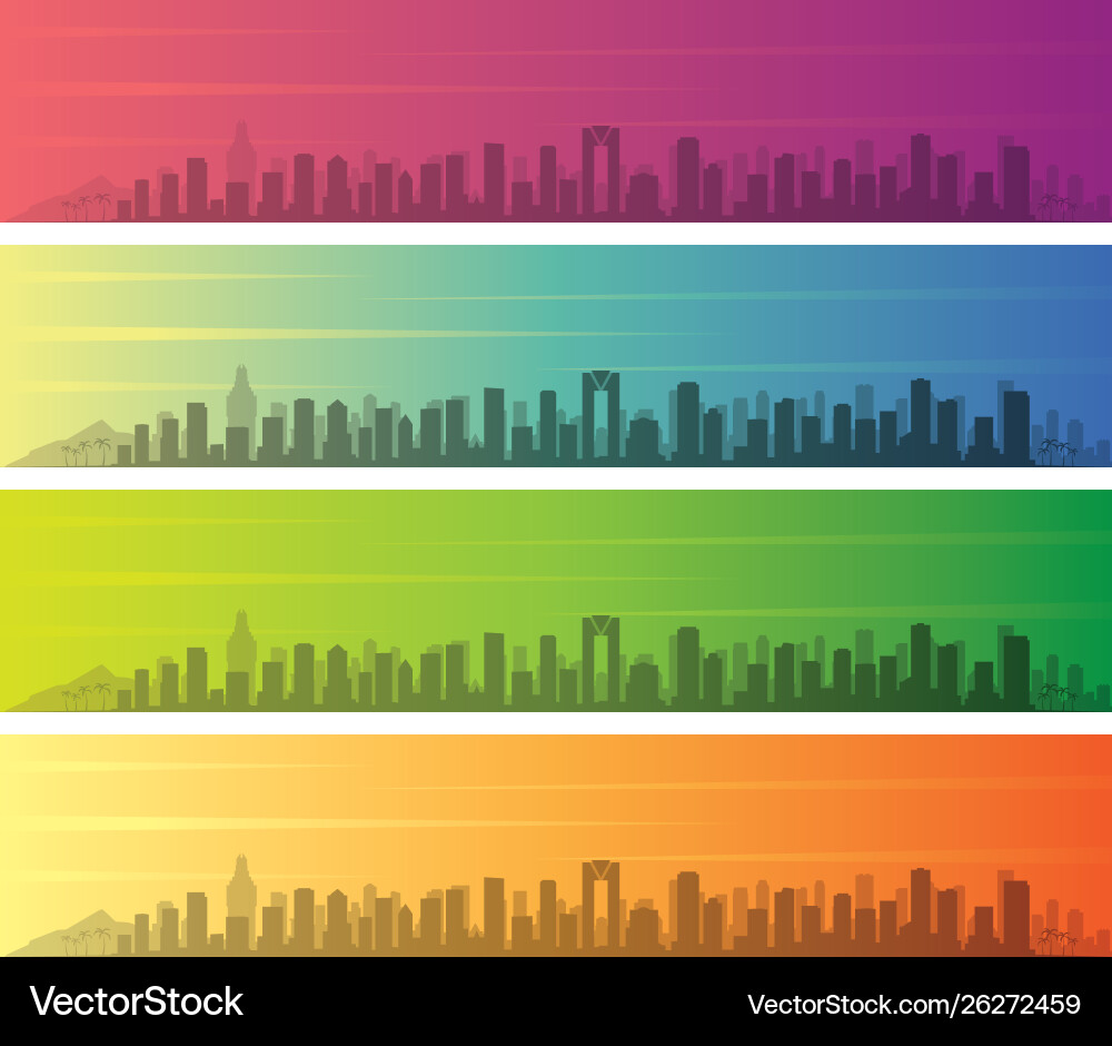 Benidorm multiple color gradient skyline banner Vector Image