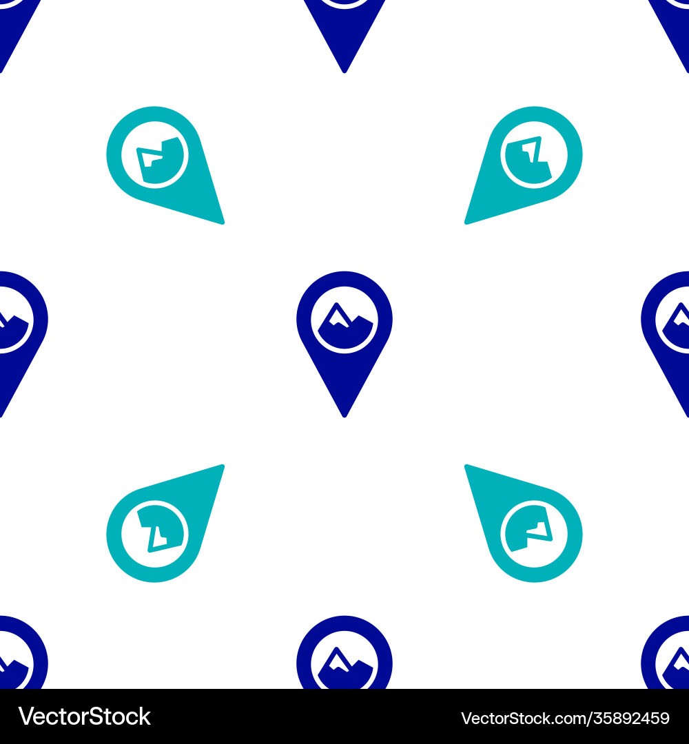 Blue map pointer with mountain icon isolated Blue map pointer with mountain icon isolated vector image