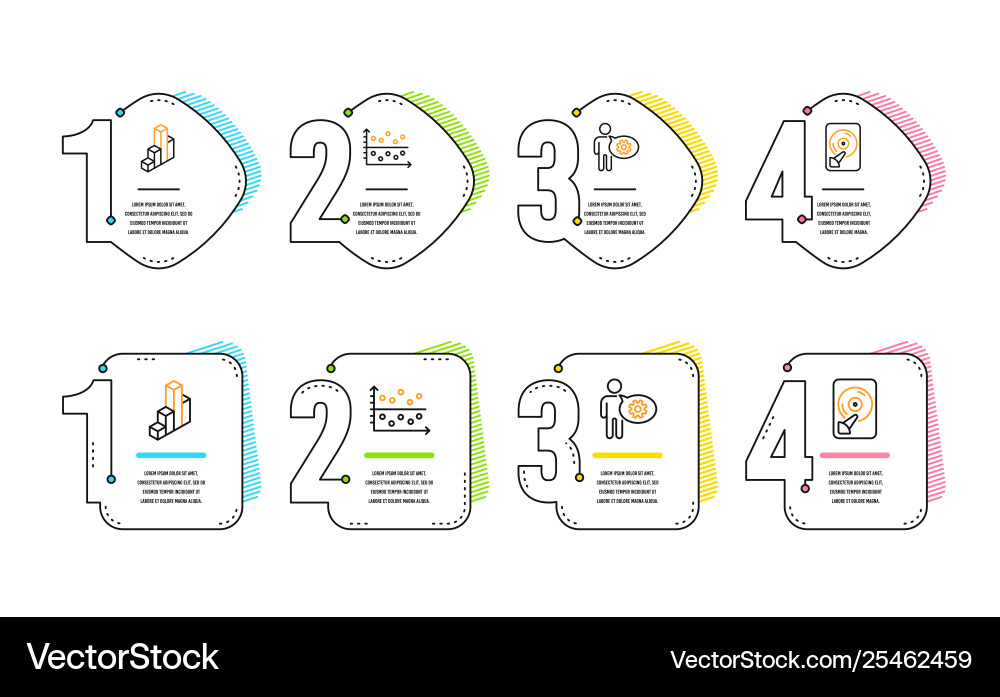 Cogwheel 3d chart and dot plot icons set hdd Cogwheel 3d chart and dot plot icons set hdd vector image