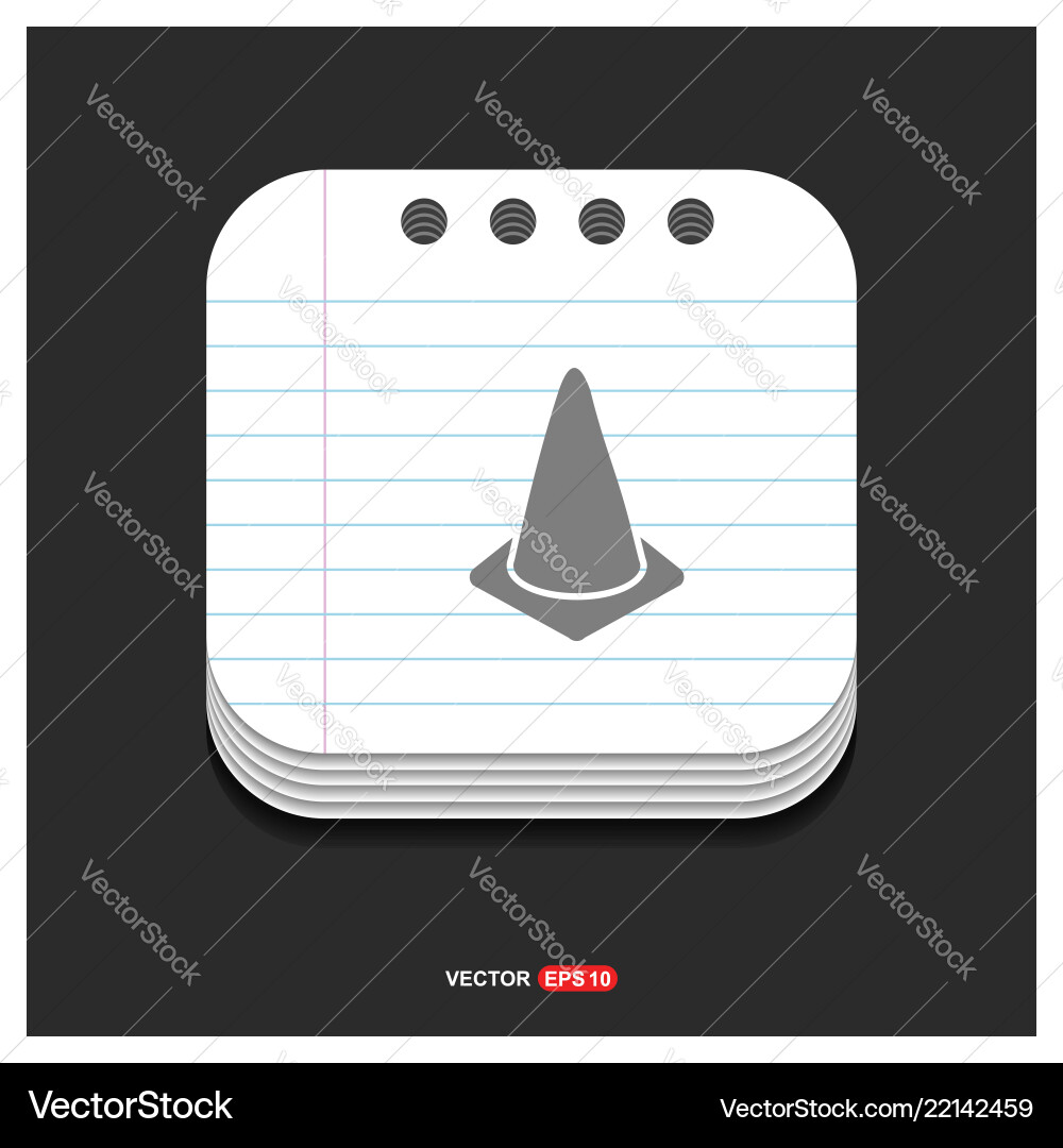 Cone icon gray on notepad style template eps vector image