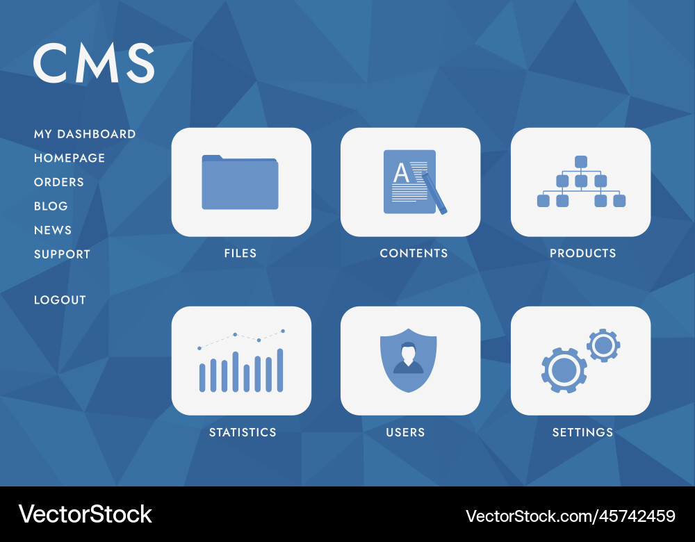 Content management system - cms website interface vector image