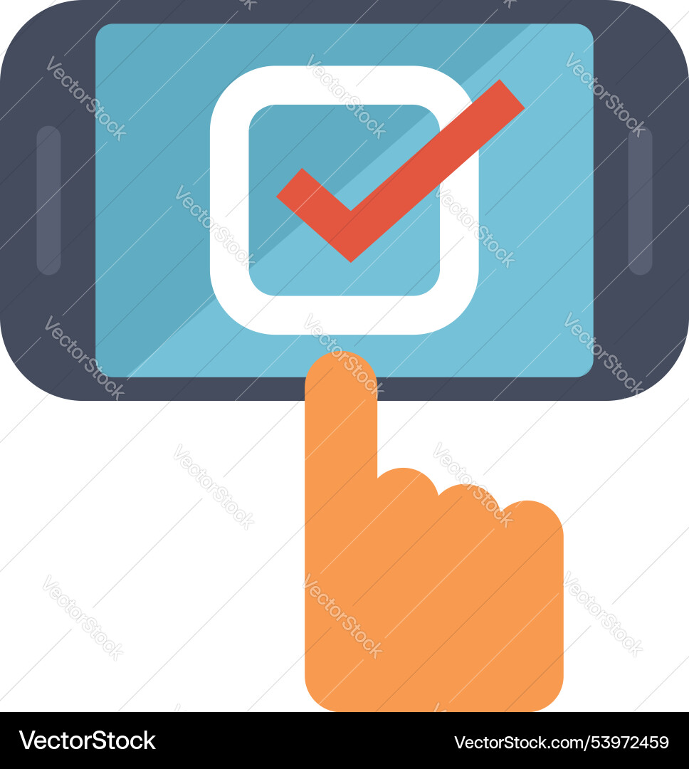 Finger tapping checkbox displayed on smartphone vector image