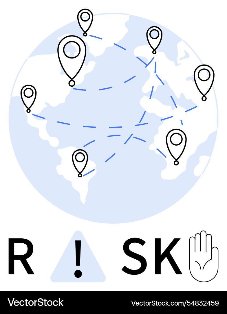 Global network with pinpoints and risk indicator Global network with pinpoints and risk indicator Vector Image
