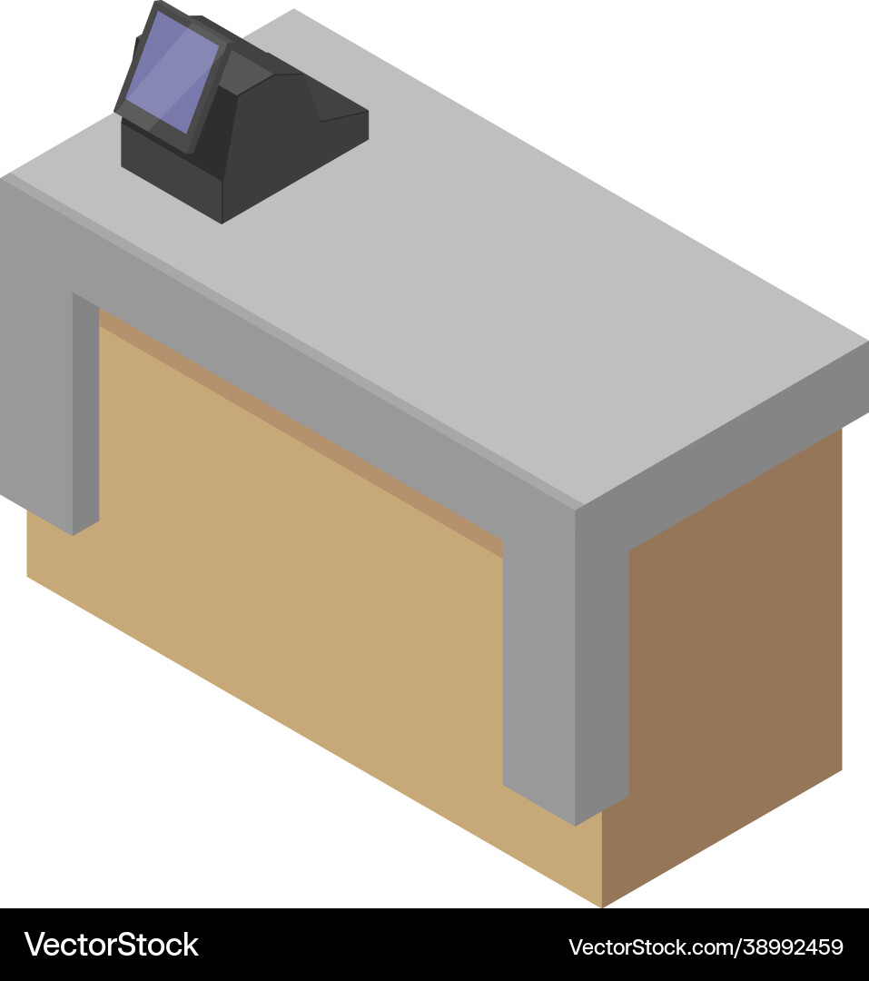 Isometric Counter with Register Icon vector image