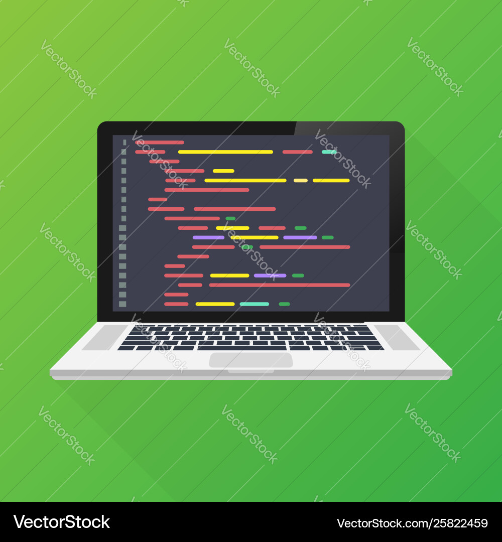 Laptop-Codierung Konzept Web-Entwickler Design Vektorbild
