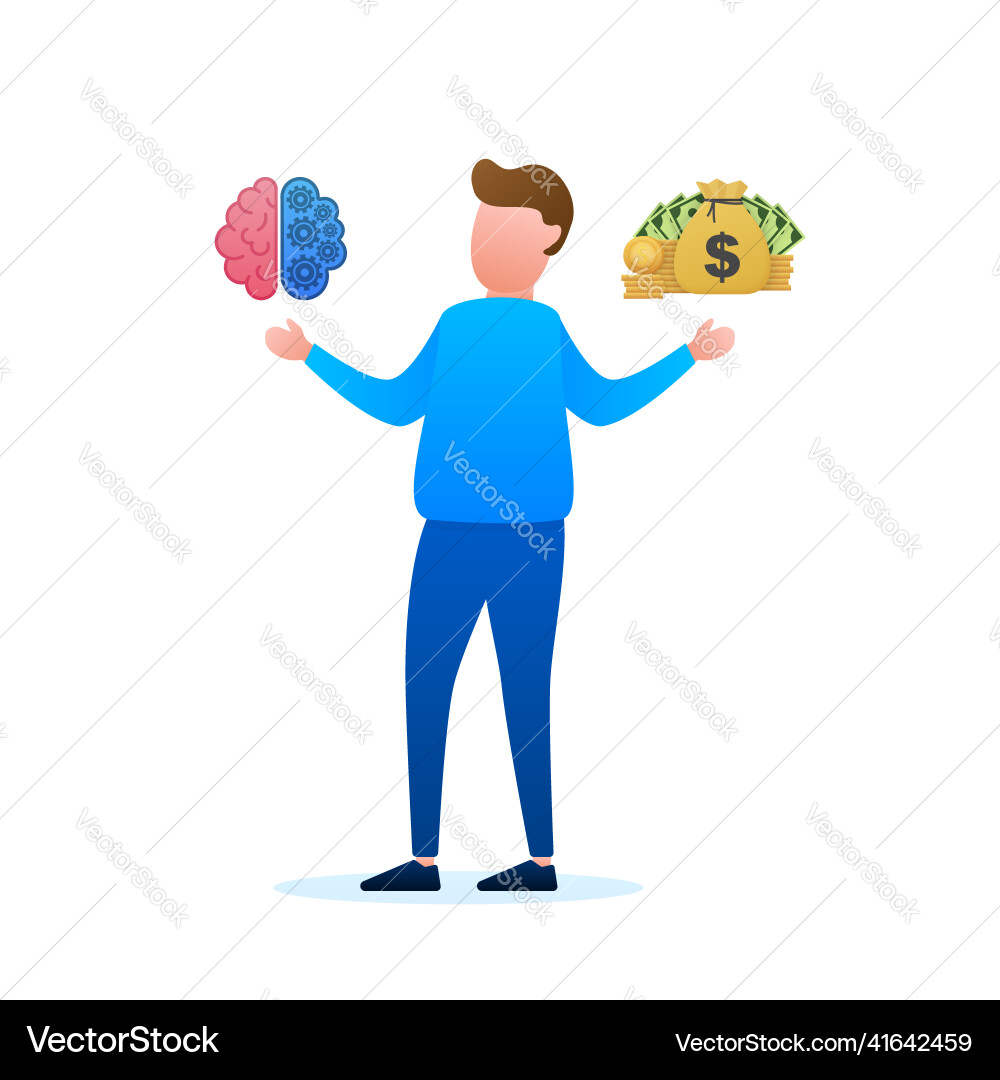 Man choosing between two options brainwork vector image