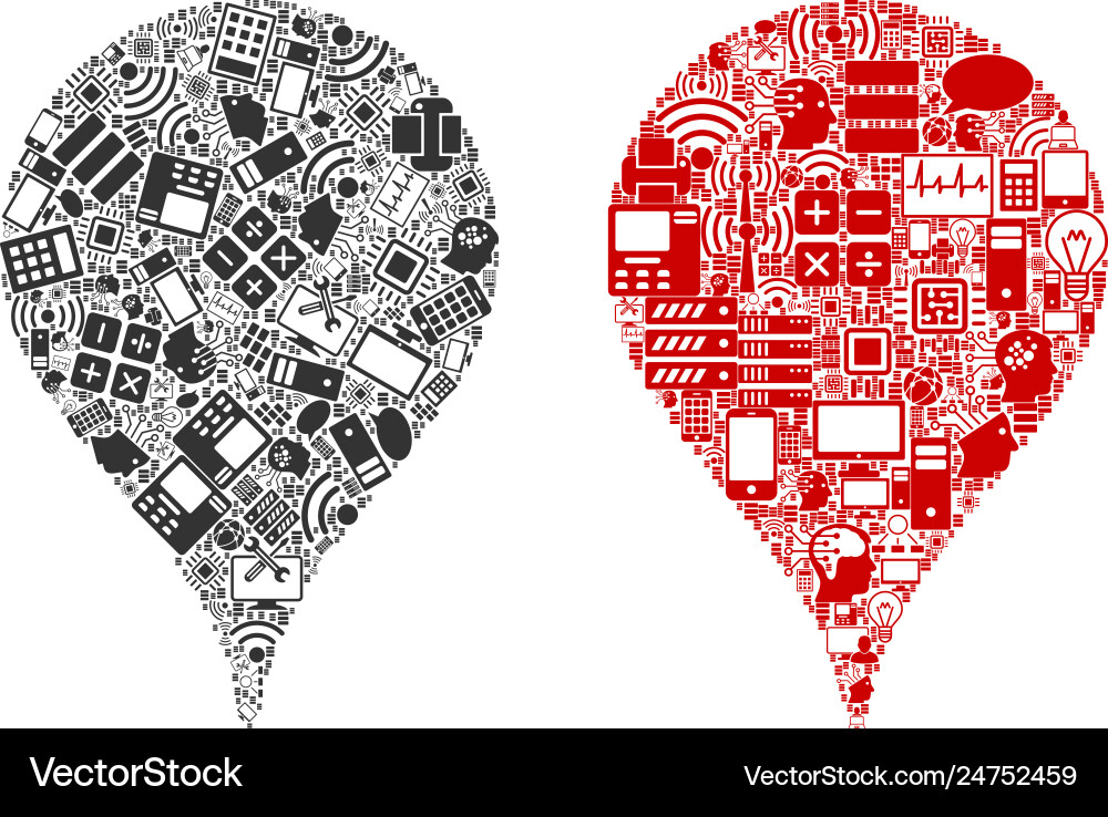Map pointer mosaic icons for bigdata vector image