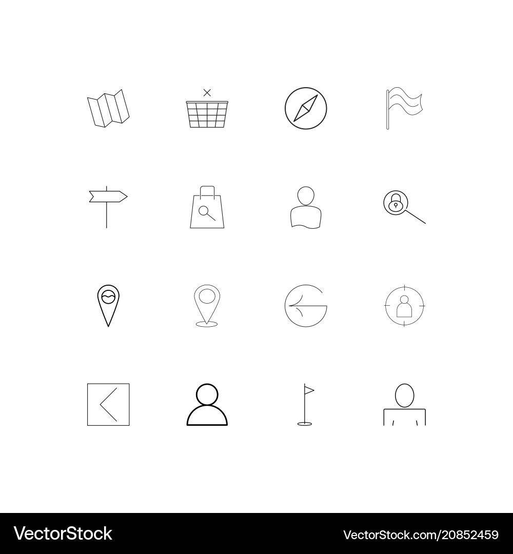 Maps and navigation linear thin icons set vector image