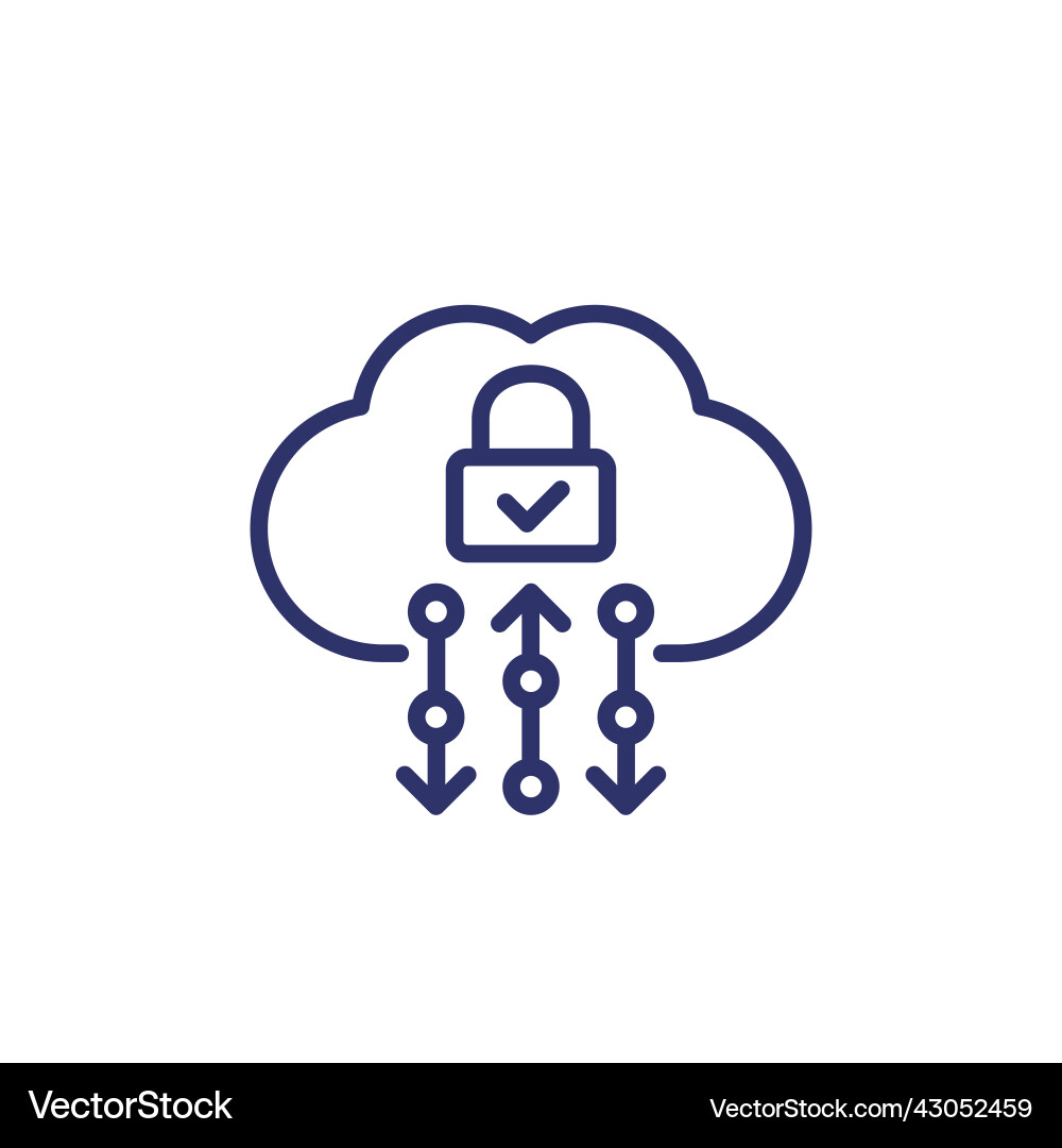 Secure cloud access protected hosting line icon vector image