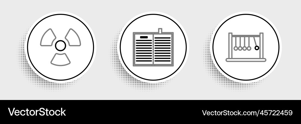 Set line pendulum radioactive and open science Set line pendulum radioactive and open science vector image