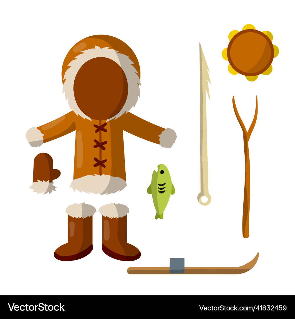 Set of eskimo and aleutian objects Vector Image