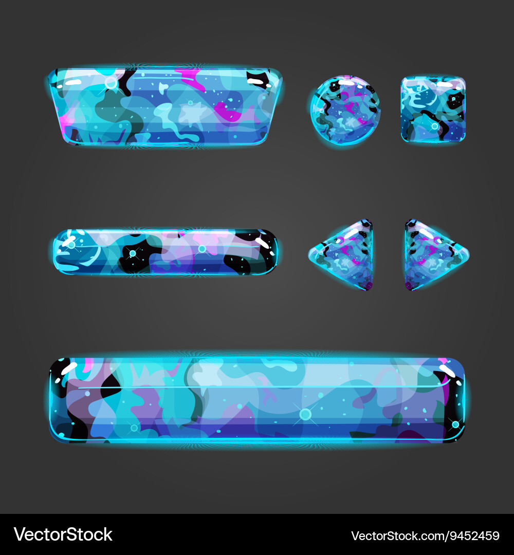 Set of space button for game design vector image