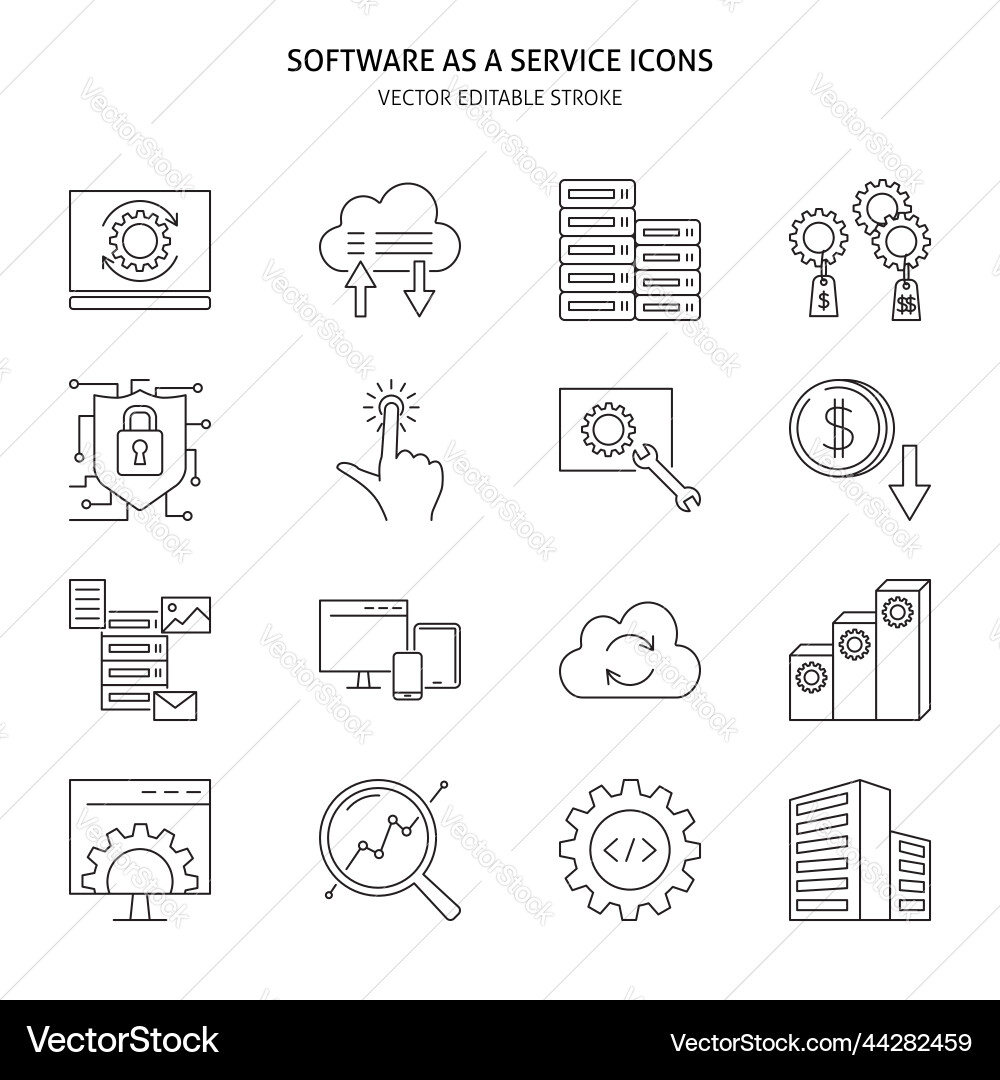 Software as a Service (SaaS) Icon Set vector image